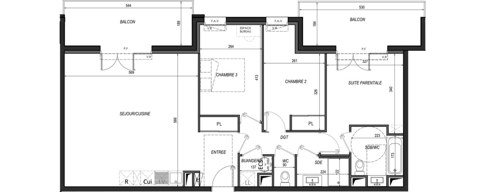 Appartement T4 de 82,60 m2 &agrave; B&eacute;nesse-Maremne Centre