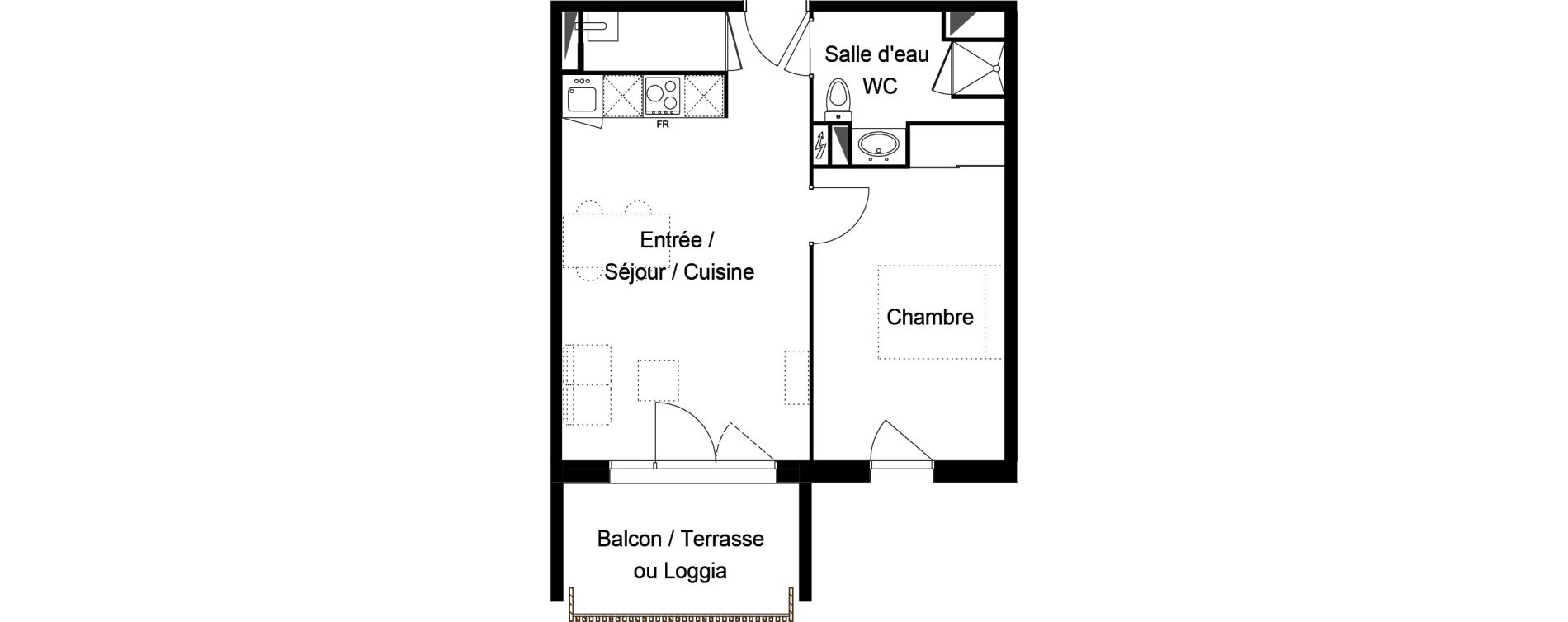 Appartement T2 de 43,39 m2 &agrave; Biscarrosse Lapuyade