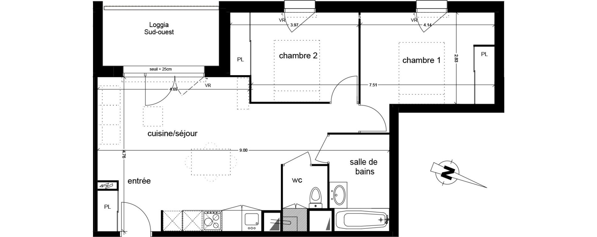 Appartement T3 de 59,73 m2 &agrave; Biscarrosse Lapuyade