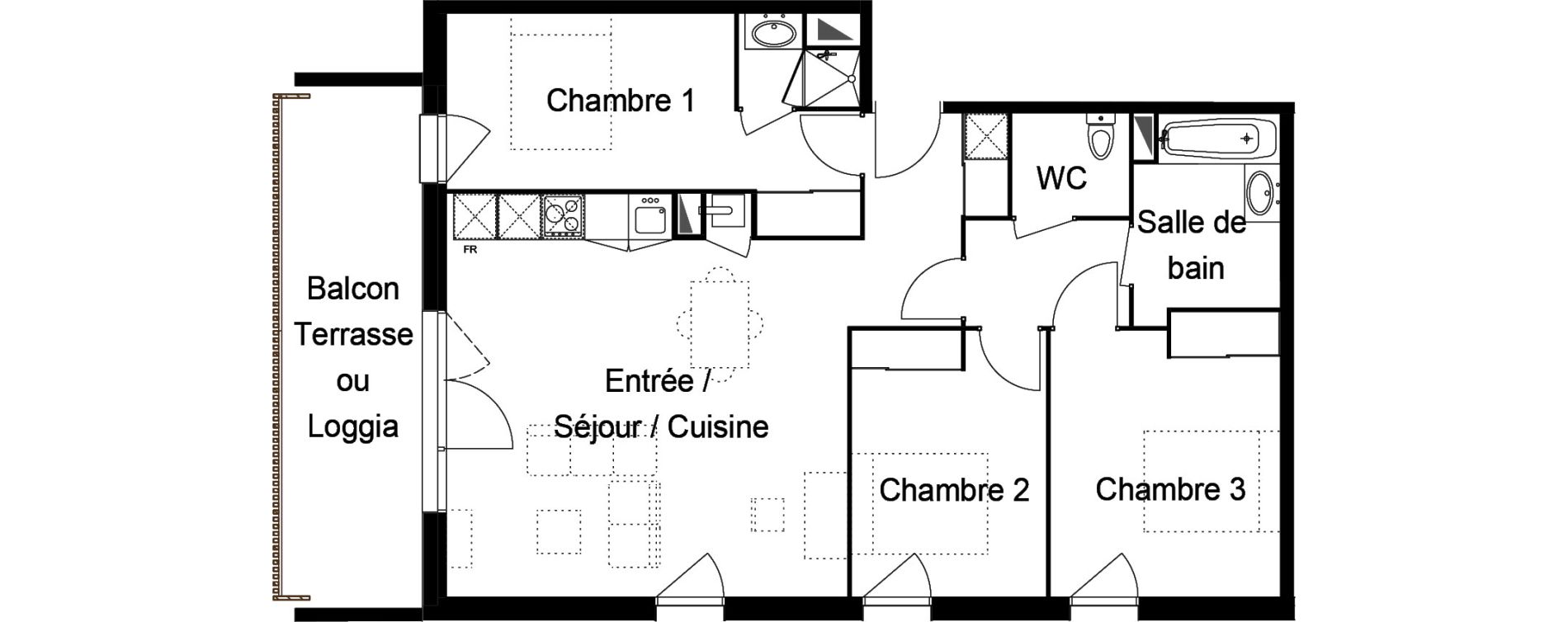 Appartement T4 de 83,86 m2 &agrave; Biscarrosse Lapuyade