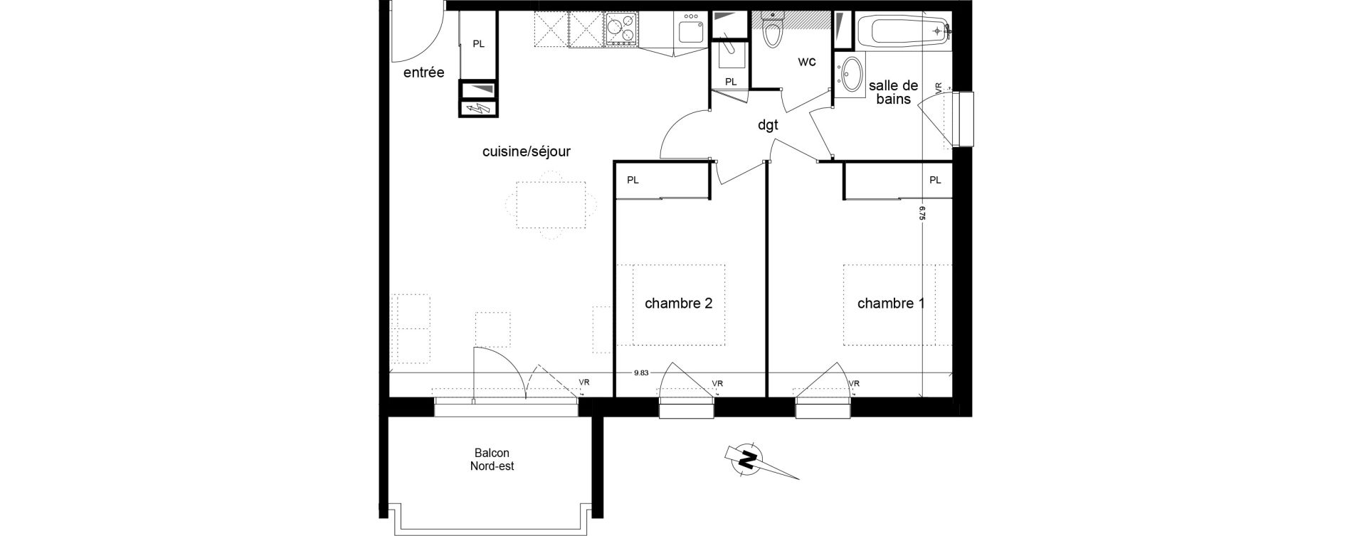 Appartement T3 de 64,03 m2 &agrave; Biscarrosse Lapuyade
