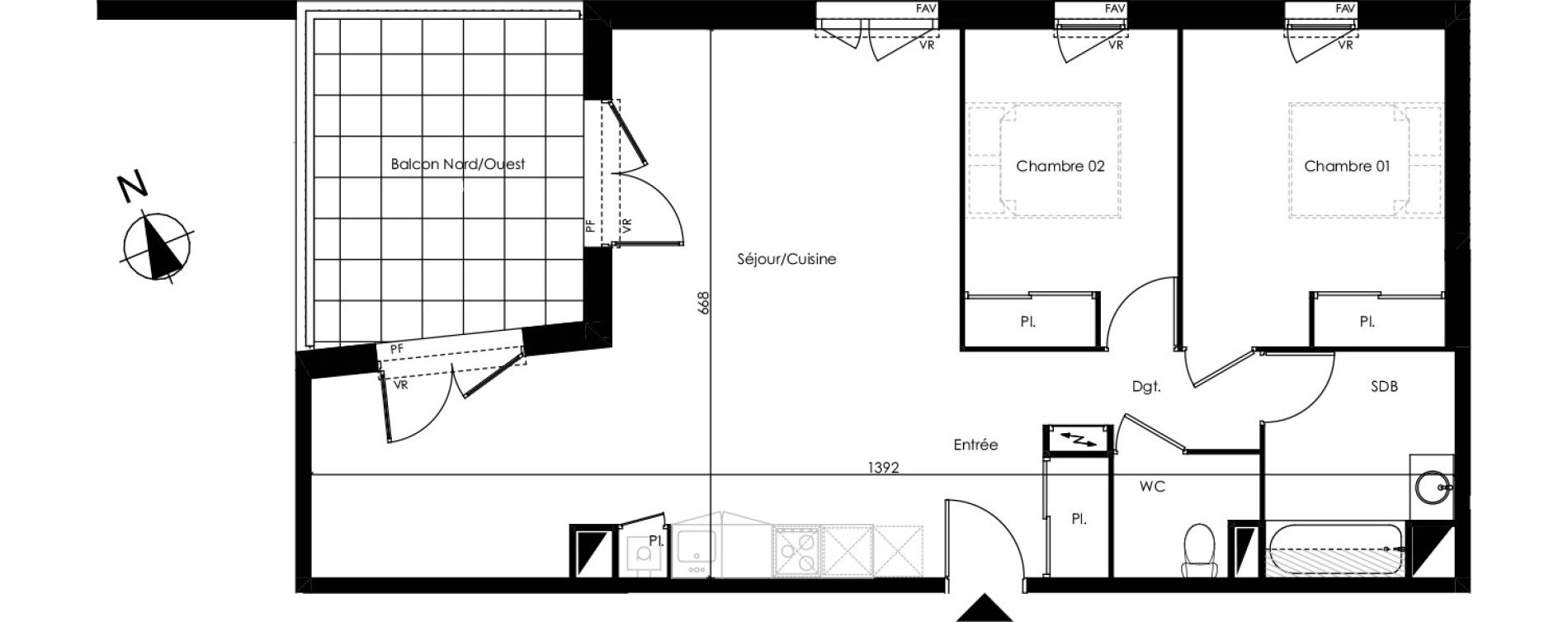Appartement T3 de 75,16 m2 &agrave; Biscarrosse Bourg