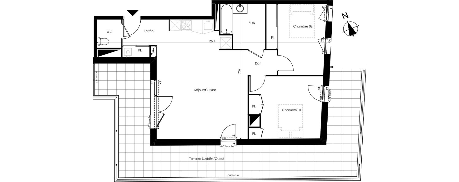 Appartement T3 de 70,76 m2 &agrave; Biscarrosse Bourg