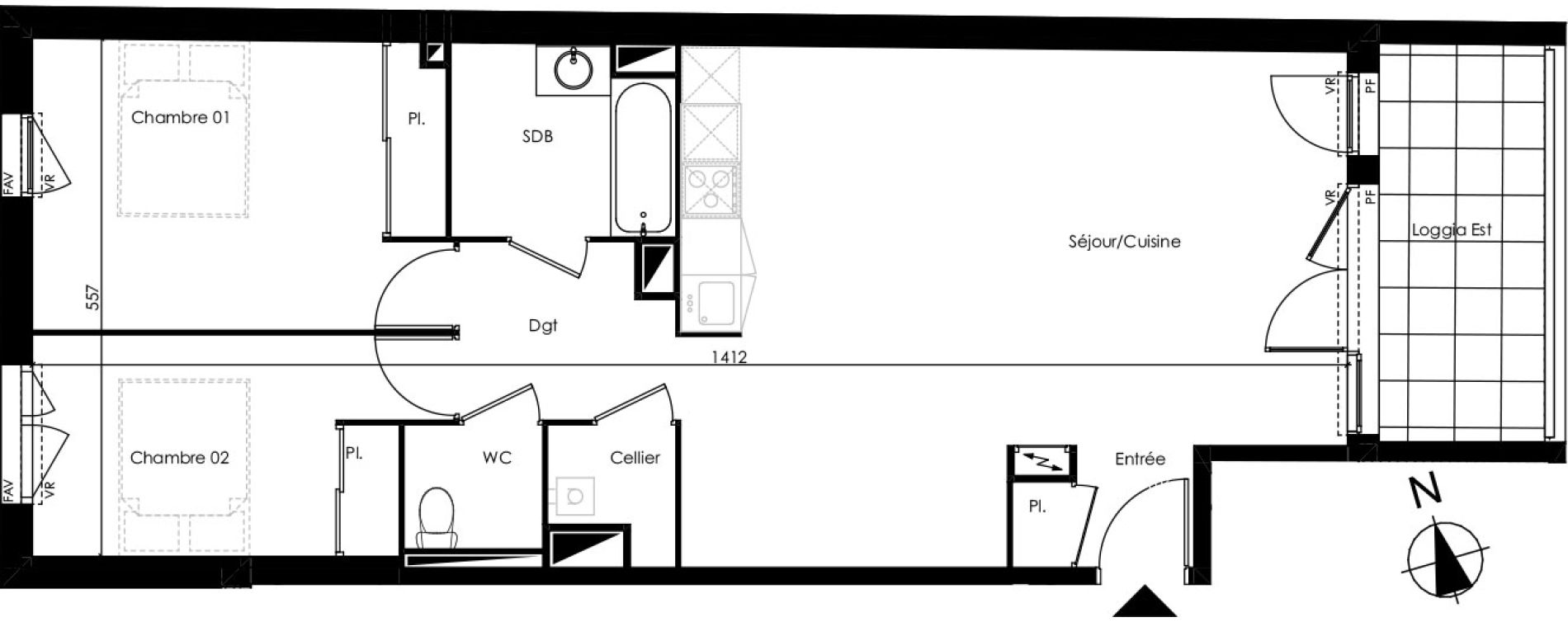 Appartement T3 de 74,14 m2 &agrave; Biscarrosse Bourg