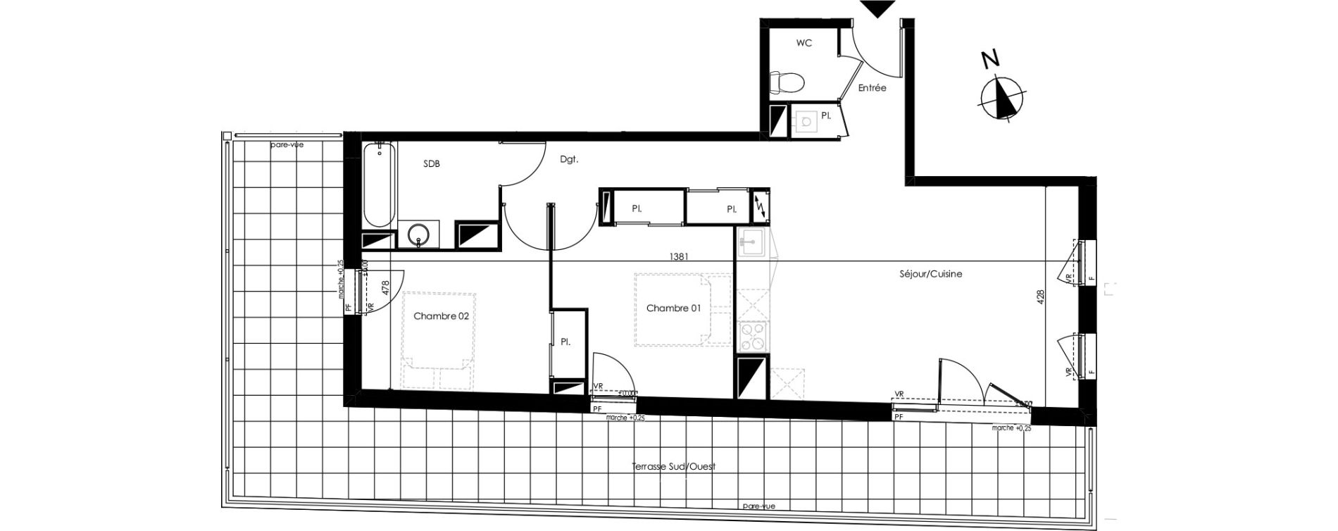 Appartement T3 de 67,96 m2 &agrave; Biscarrosse Bourg