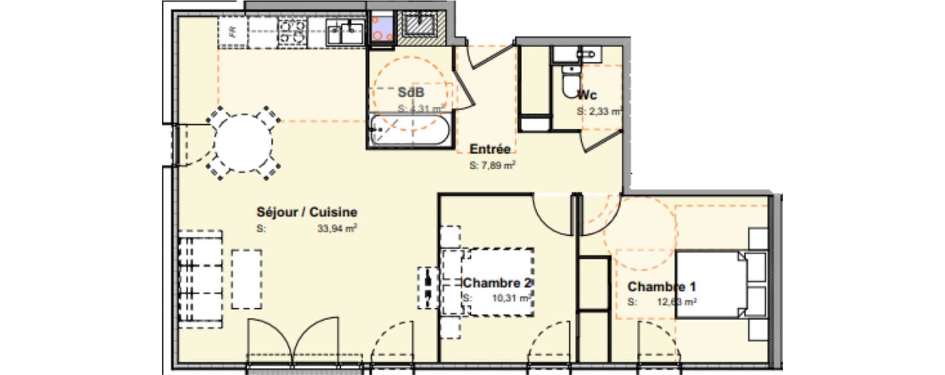 Appartement T3 de 71,41 m2 &agrave; Biscarrosse Bourg