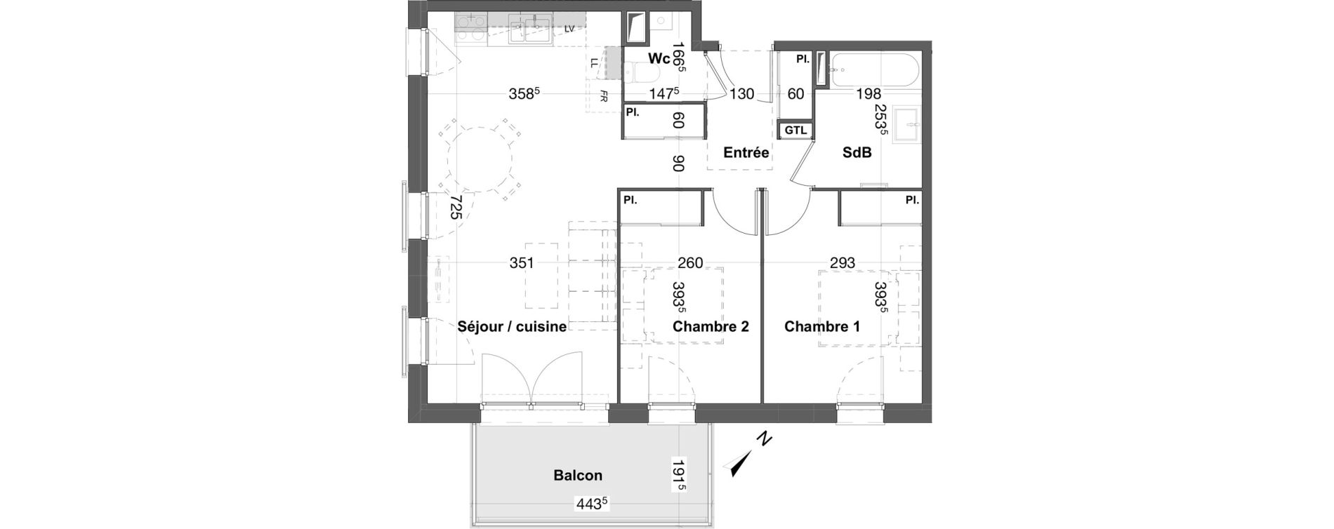 Appartement T3 de 61,23 m2 &agrave; Biscarrosse Bourg