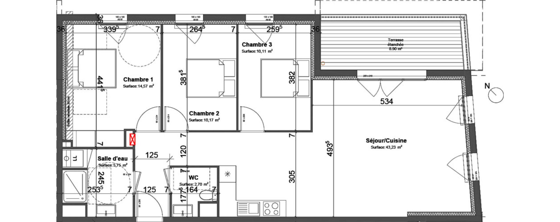 Appartement T4 de 86,53 m2 &agrave; Biscarrosse Biscarrosse bourg