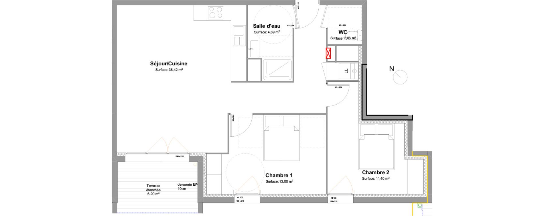 Appartement T3 de 67,57 m2 &agrave; Biscarrosse Biscarrosse bourg