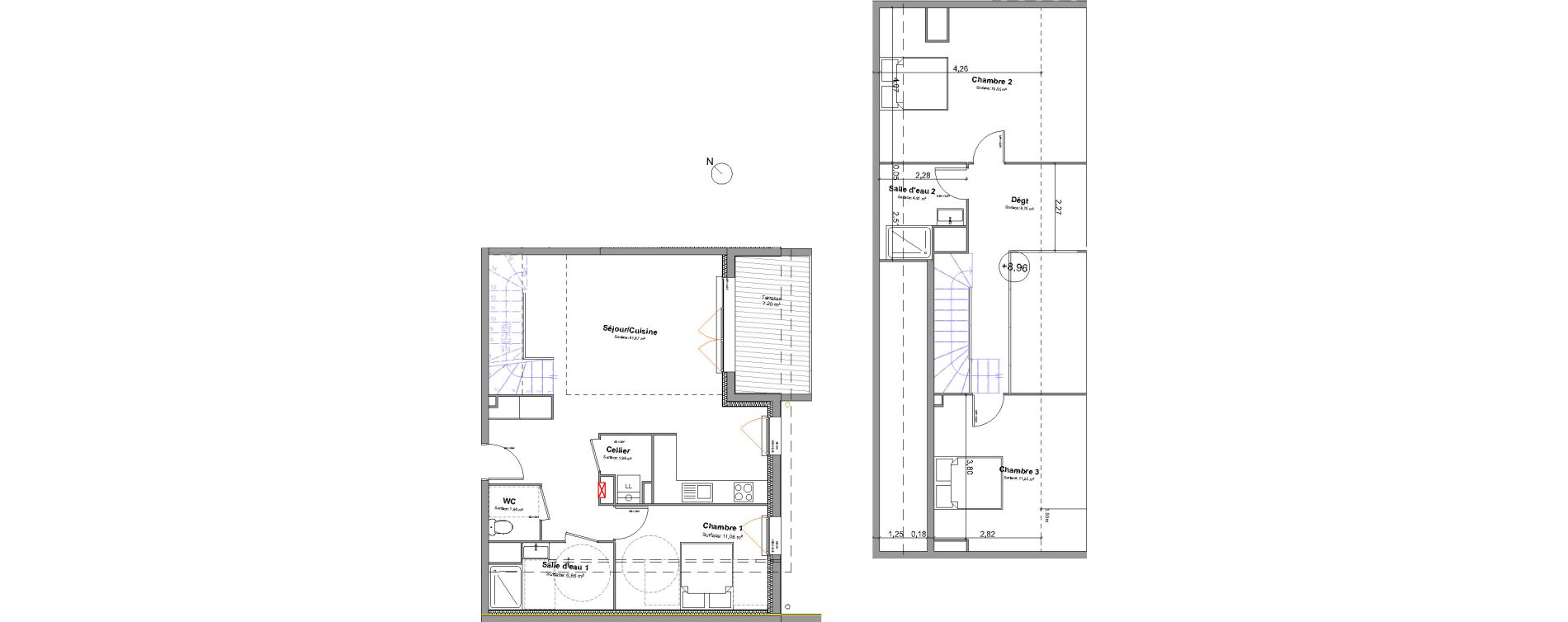 Duplex T4 de 104,20 m2 &agrave; Biscarrosse Biscarrosse bourg