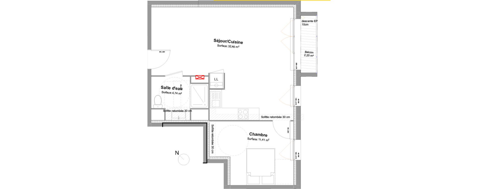 Appartement T2 de 48,61 m2 &agrave; Biscarrosse Biscarrosse bourg