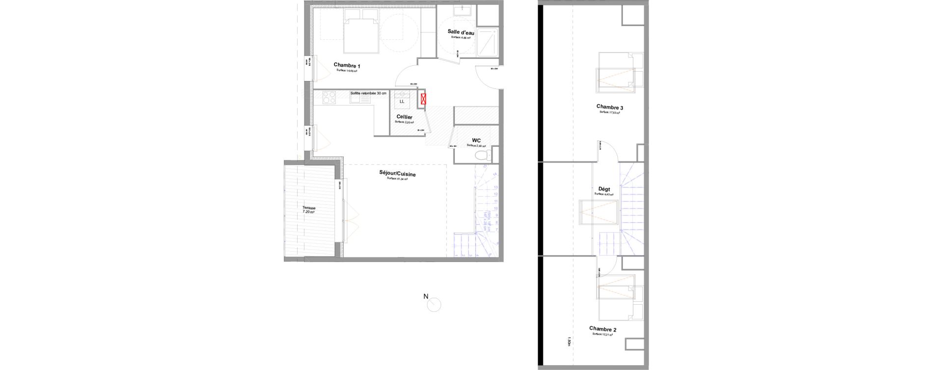 Duplex T4 de 99,13 m2 &agrave; Biscarrosse Biscarrosse bourg
