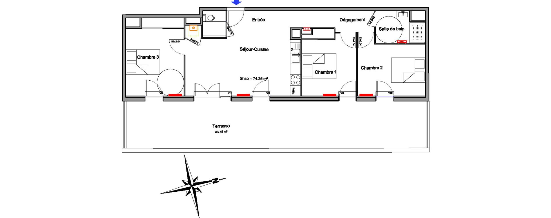 Appartement T4 de 74,25 m2 &agrave; Biscarrosse Biscarrosse bourg