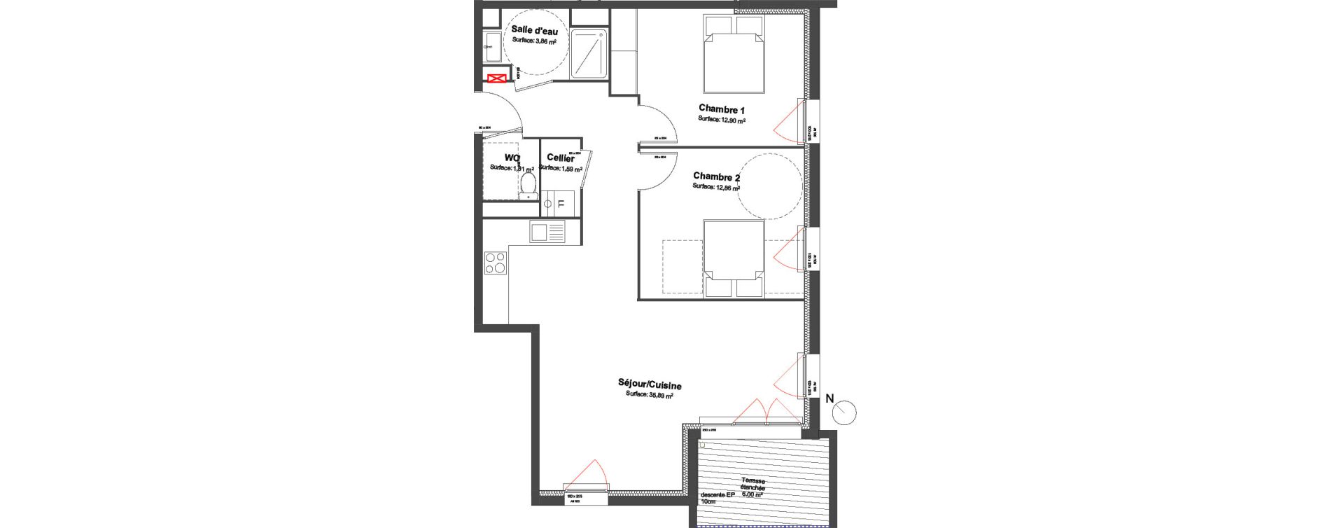 Appartement T3 de 68,91 m2 &agrave; Biscarrosse Biscarrosse bourg