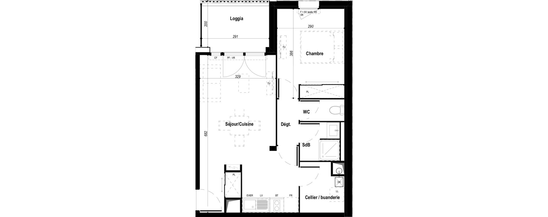 Appartement T2 de 45,96 m2 &agrave; Biscarrosse Bourg