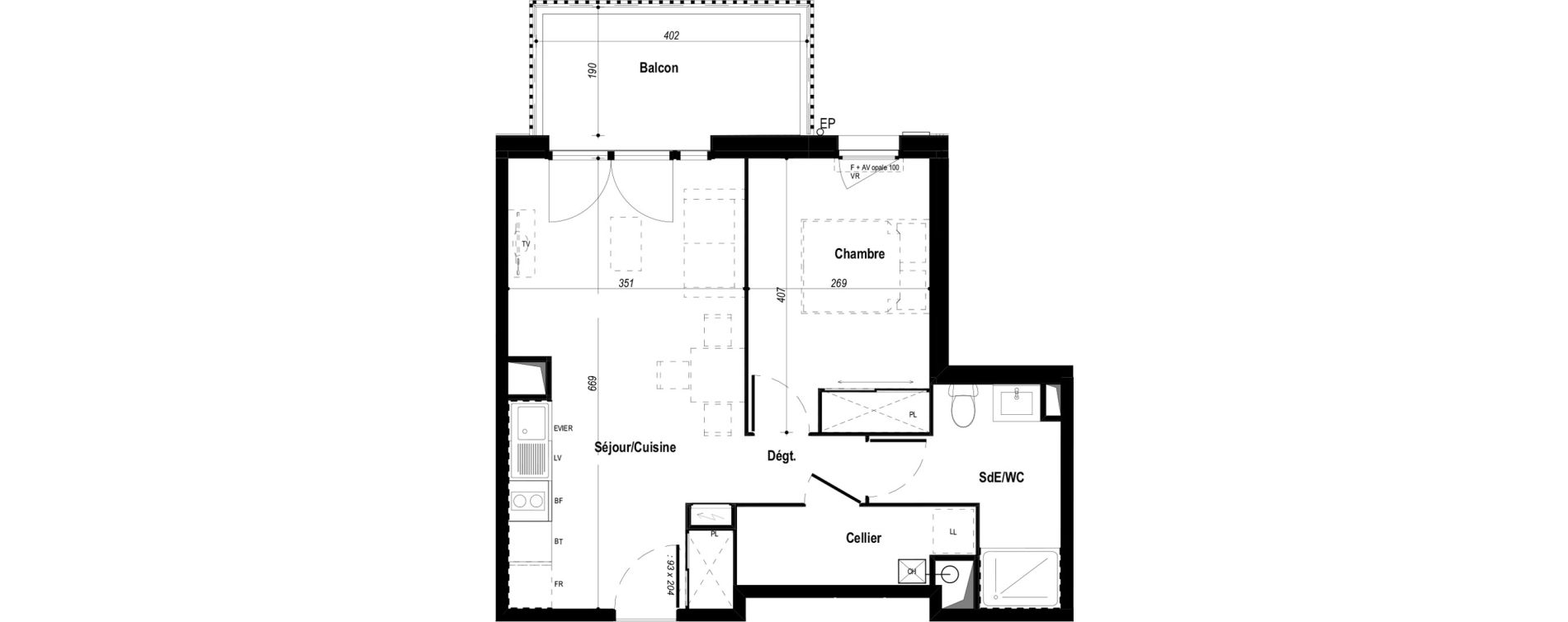Appartement T2 de 45,09 m2 &agrave; Biscarrosse Bourg