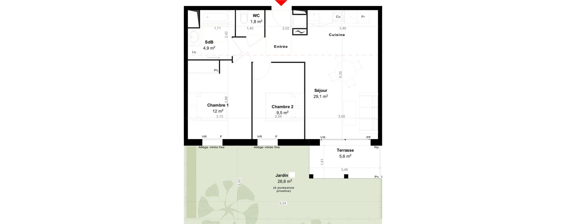 Appartement T3 de 57,30 m2 &agrave; Biscarrosse Megnicat