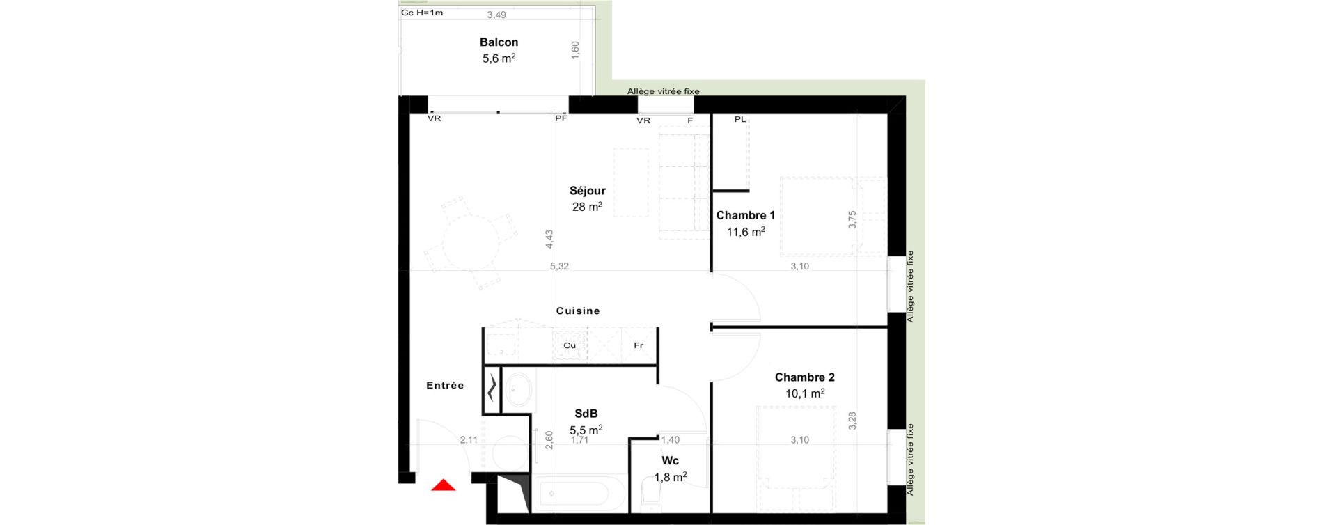 Appartement T3 de 57,00 m2 &agrave; Biscarrosse Megnicat