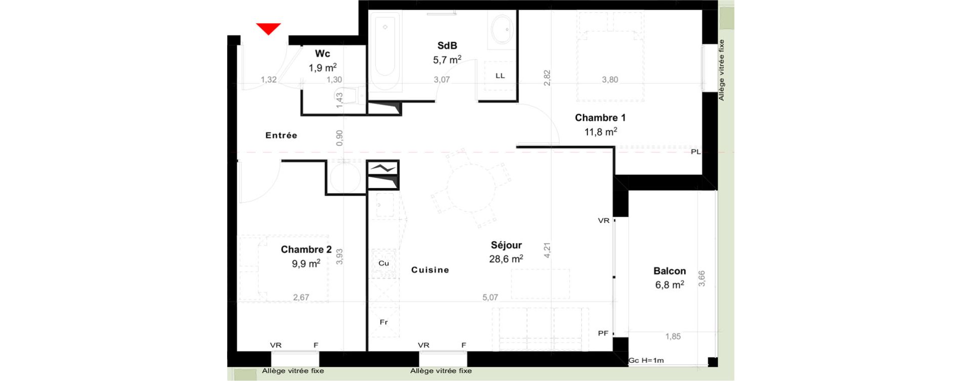 Appartement T3 de 57,90 m2 &agrave; Biscarrosse Megnicat