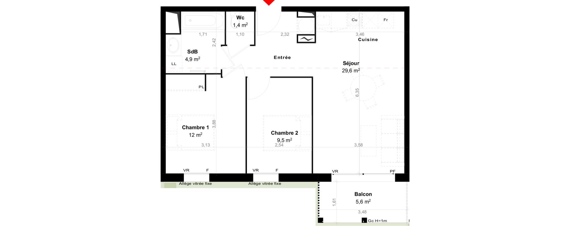 Appartement T3 de 57,40 m2 &agrave; Biscarrosse Megnicat