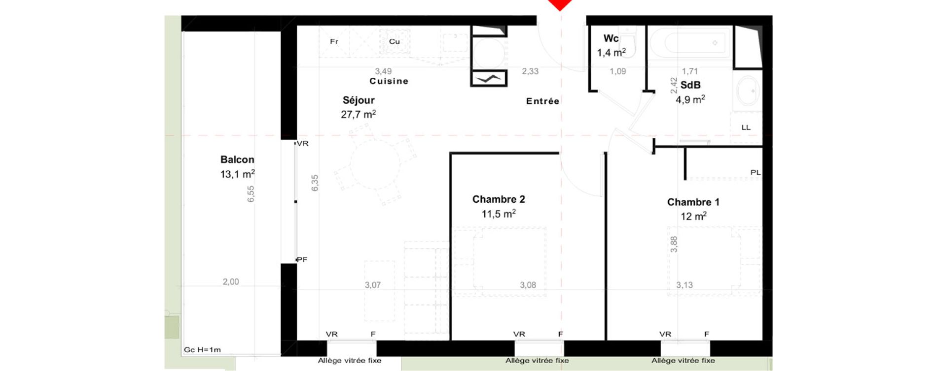 Appartement T3 de 57,50 m2 &agrave; Biscarrosse Megnicat