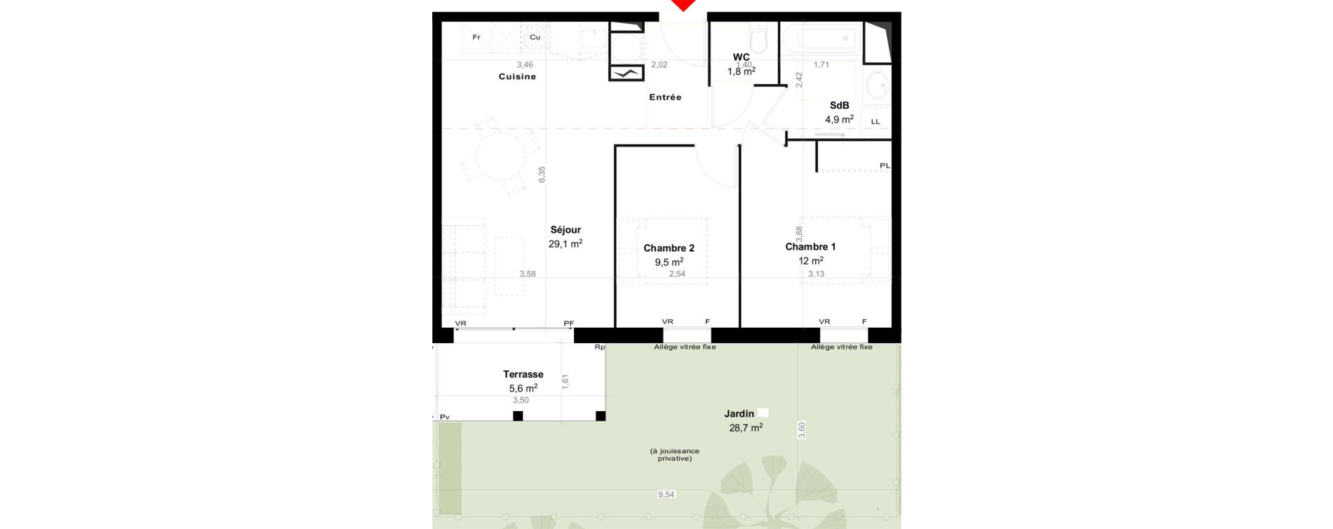 Appartement T3 de 57,30 m2 &agrave; Biscarrosse Megnicat