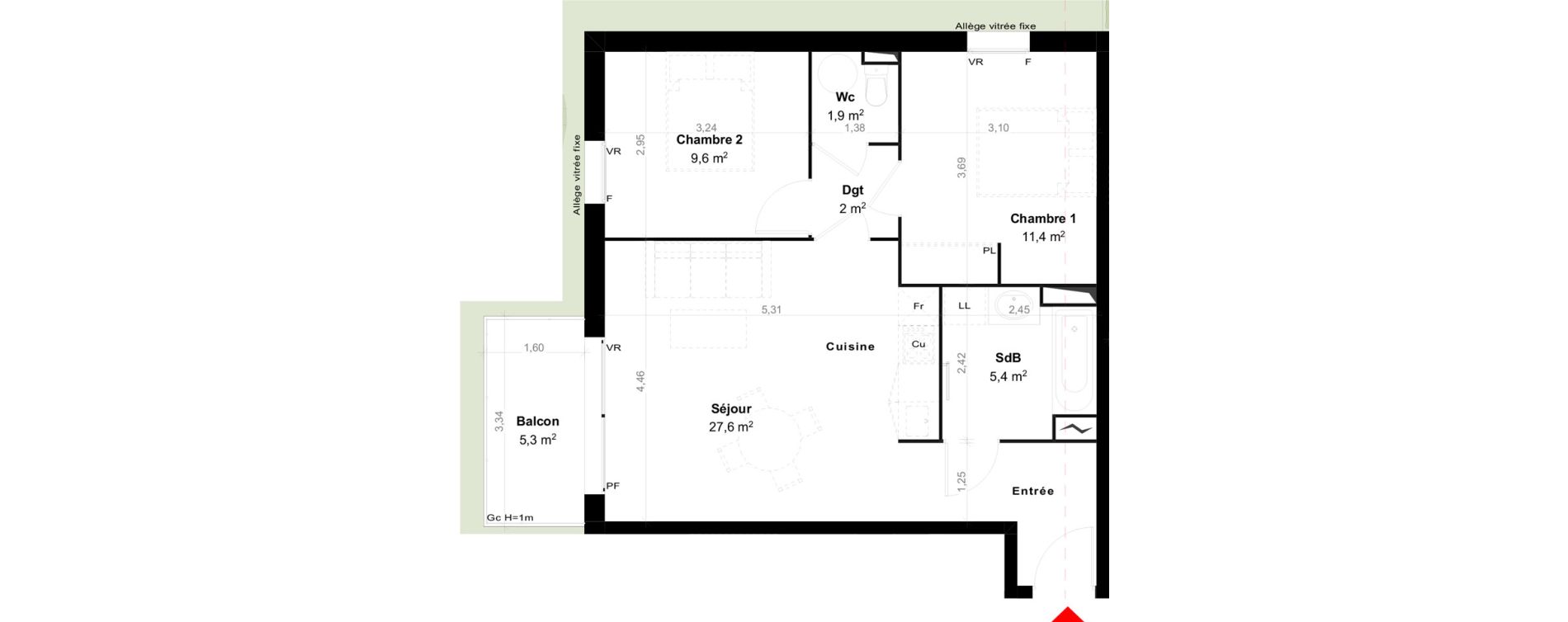 Appartement T3 de 57,90 m2 &agrave; Biscarrosse Megnicat