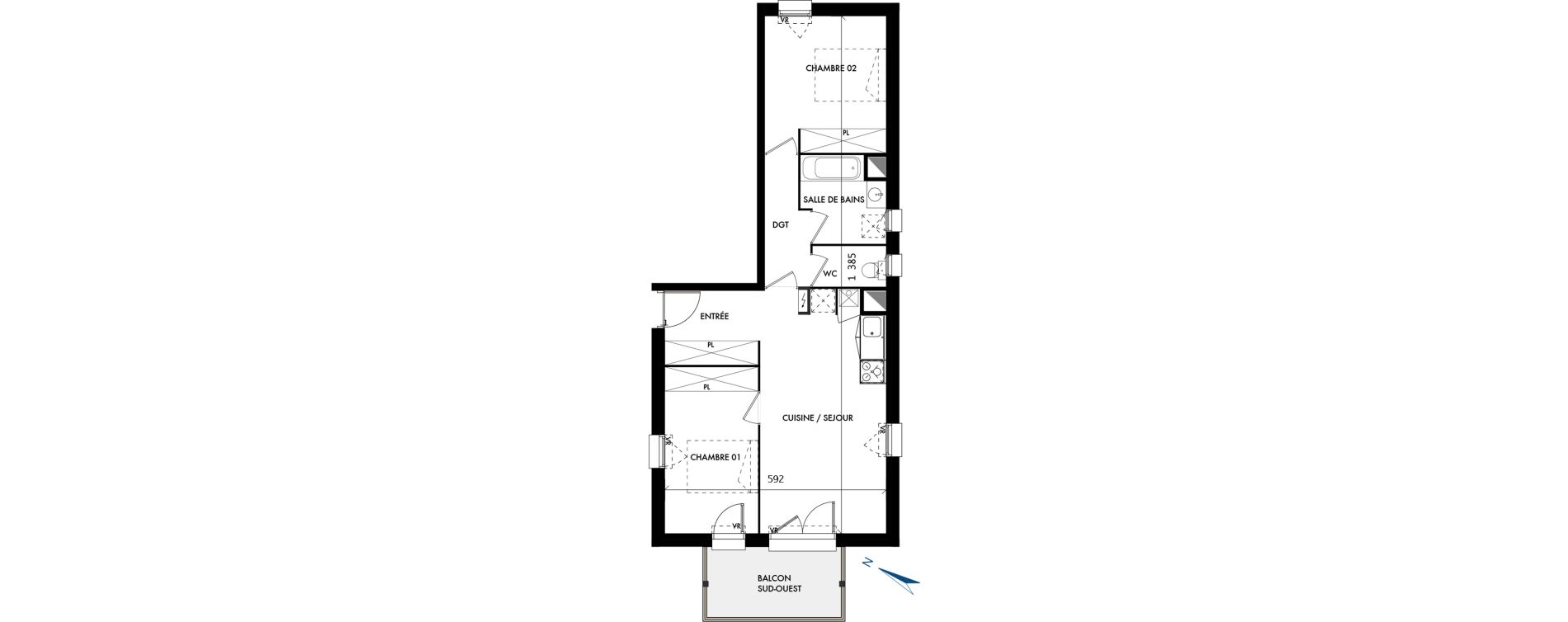 Appartement T3 de 60,06 m2 &agrave; Biscarrosse Le com
