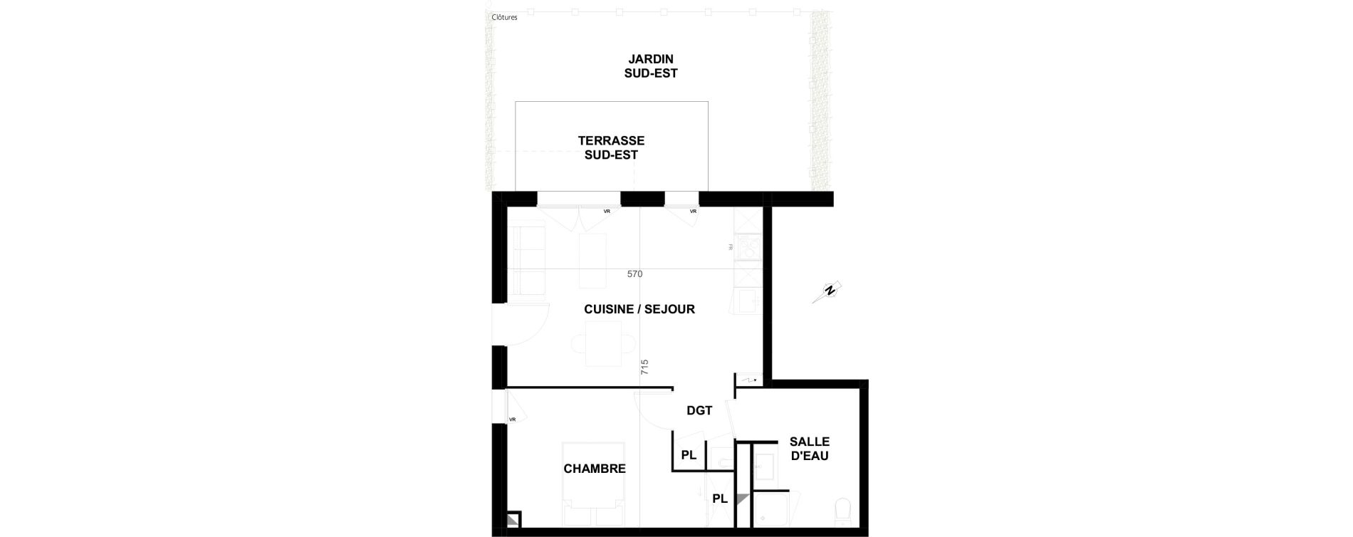 Appartement T2 de 45,58 m2 &agrave; Biscarrosse Lapuyade