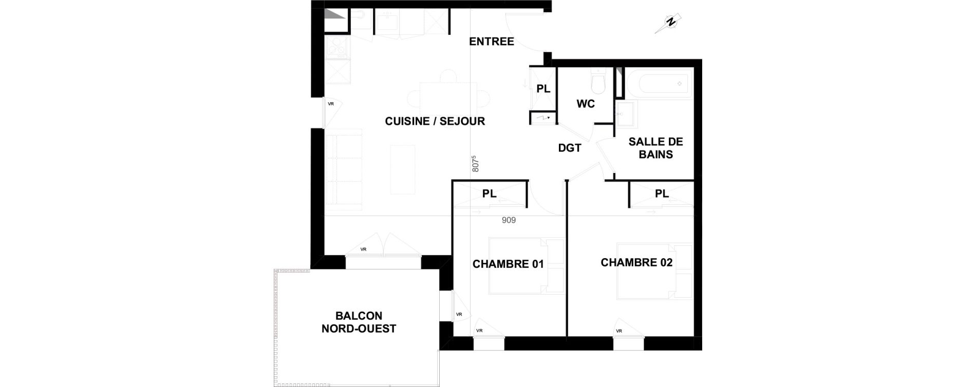 Appartement T3 de 59,57 m2 &agrave; Biscarrosse Lapuyade