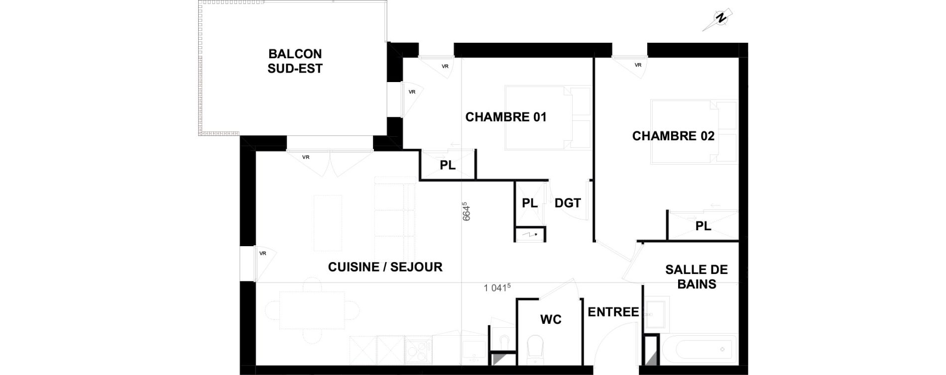 Appartement T3 de 60,85 m2 &agrave; Biscarrosse Lapuyade