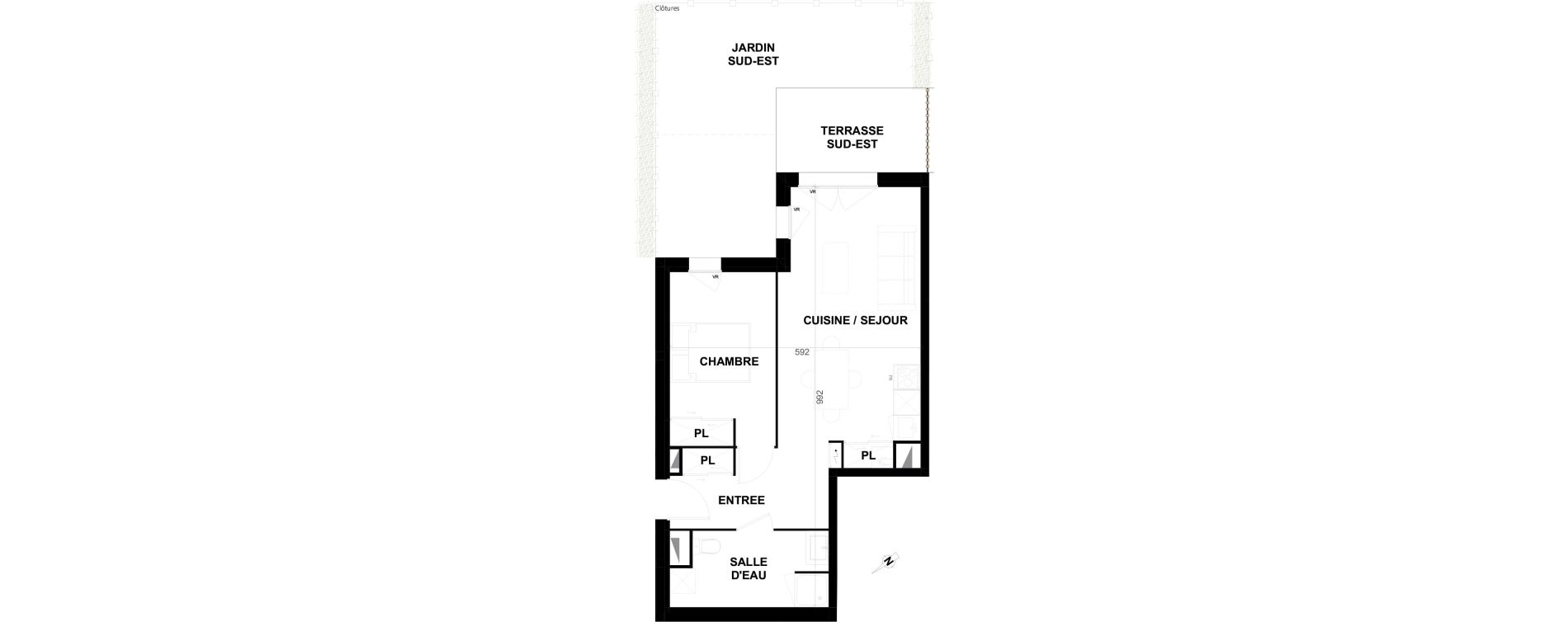 Appartement T2 de 43,74 m2 &agrave; Biscarrosse Lapuyade