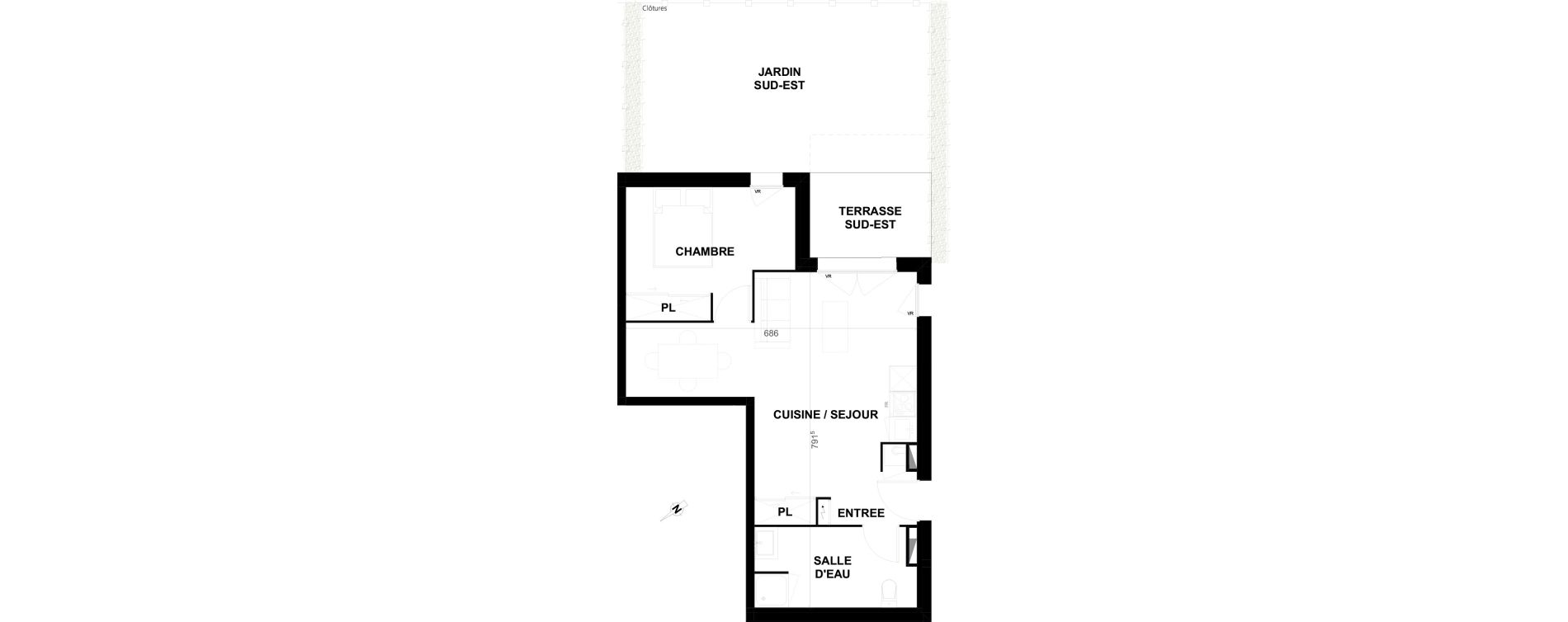 Appartement T2 de 45,81 m2 &agrave; Biscarrosse Lapuyade