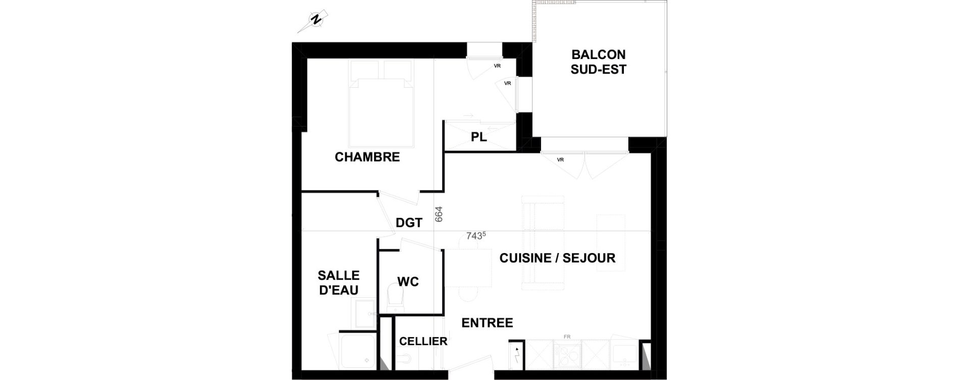 Appartement T2 de 41,76 m2 &agrave; Biscarrosse Lapuyade
