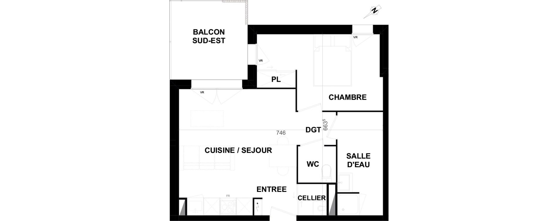 Appartement T2 de 41,90 m2 &agrave; Biscarrosse Lapuyade