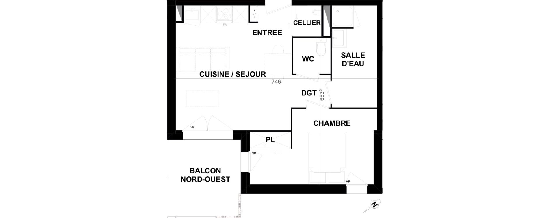 Appartement T2 de 42,05 m2 &agrave; Biscarrosse Lapuyade