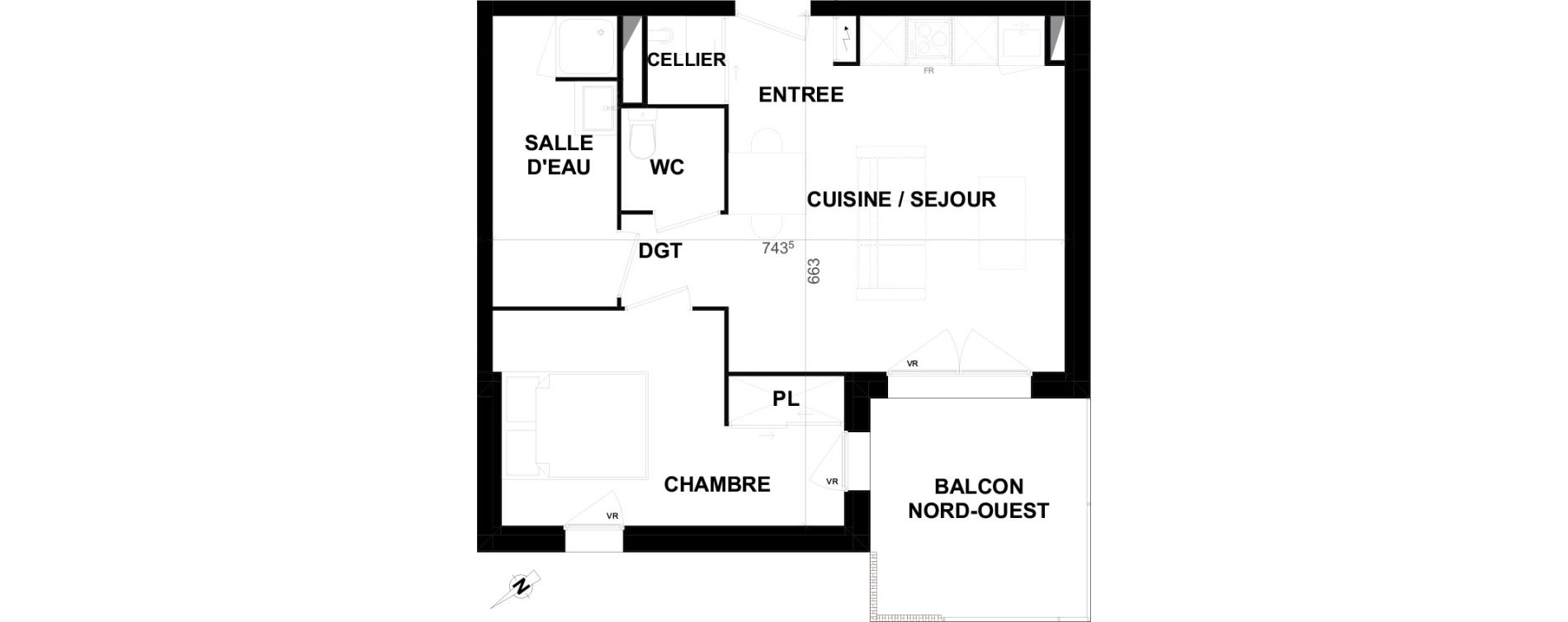 Appartement T2 de 41,66 m2 &agrave; Biscarrosse Lapuyade