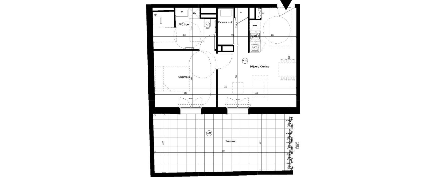 Appartement T2 meubl&eacute; de 42,27 m2 &agrave; Biscarrosse Plage