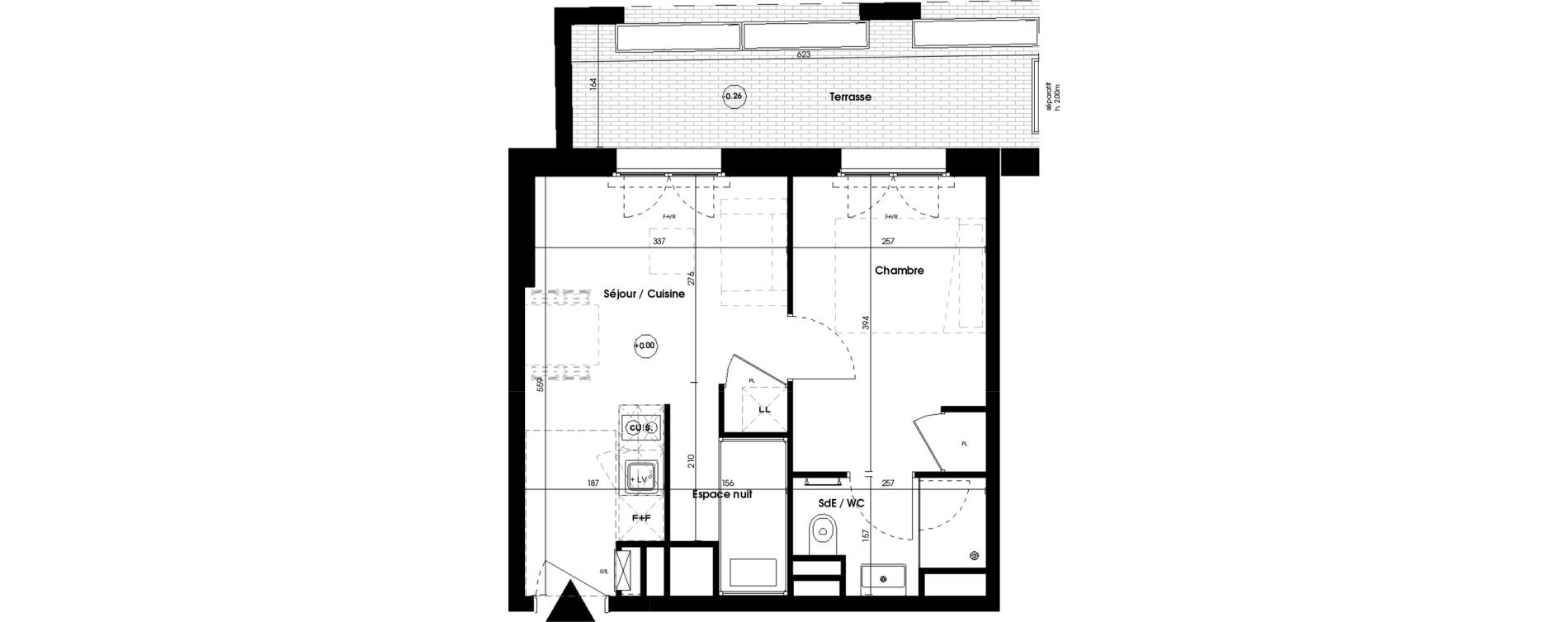 Appartement T2 meubl&eacute; de 31,58 m2 &agrave; Biscarrosse Plage