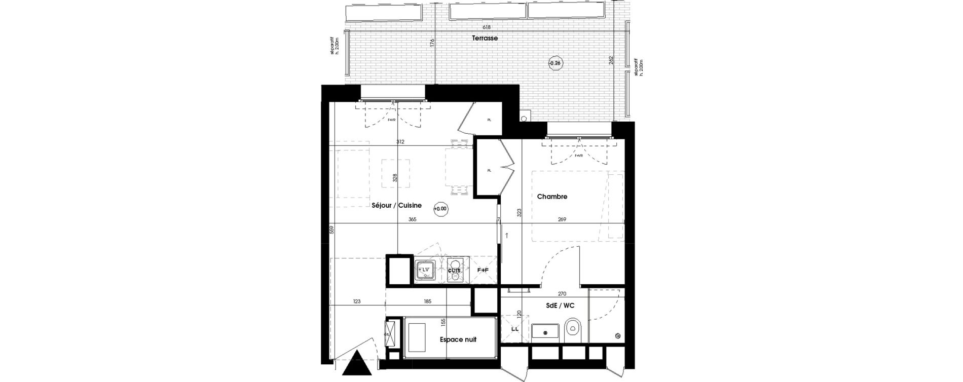 Appartement T2 meubl&eacute; de 30,84 m2 &agrave; Biscarrosse Plage