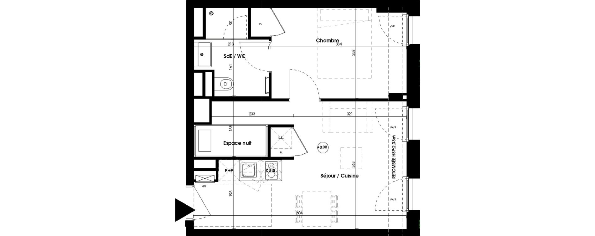 Appartement T2 meubl&eacute; de 35,11 m2 &agrave; Biscarrosse Plage