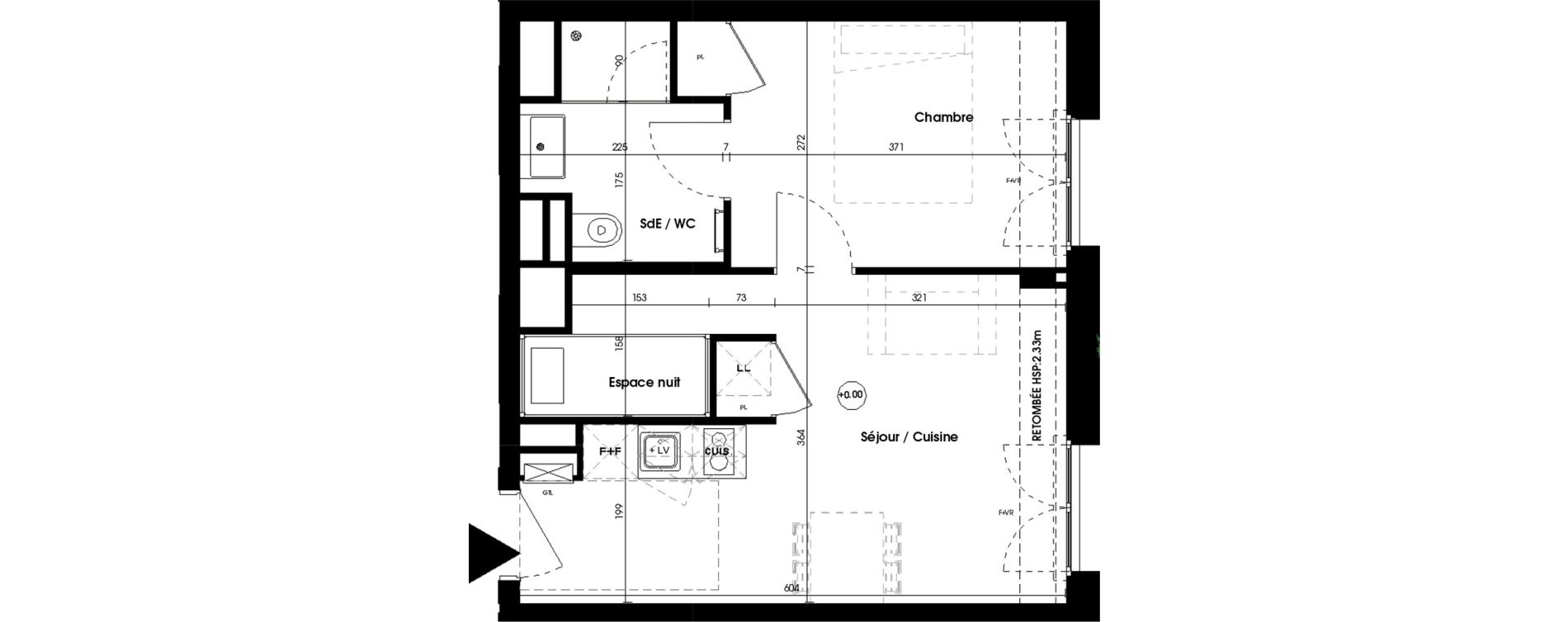 Appartement T2 meubl&eacute; de 35,92 m2 &agrave; Biscarrosse Plage