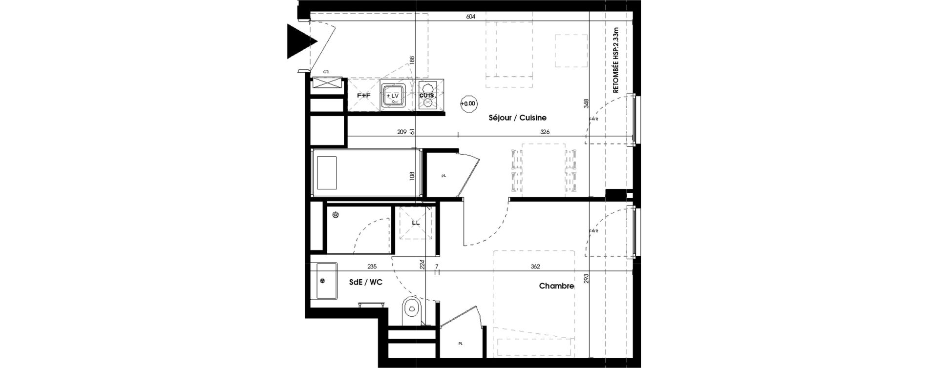 Appartement T2 meubl&eacute; de 34,76 m2 &agrave; Biscarrosse Plage