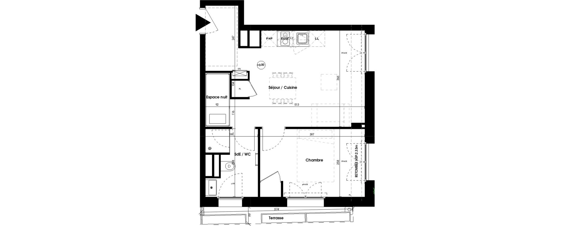 Appartement T2 meubl&eacute; de 36,94 m2 &agrave; Biscarrosse Plage