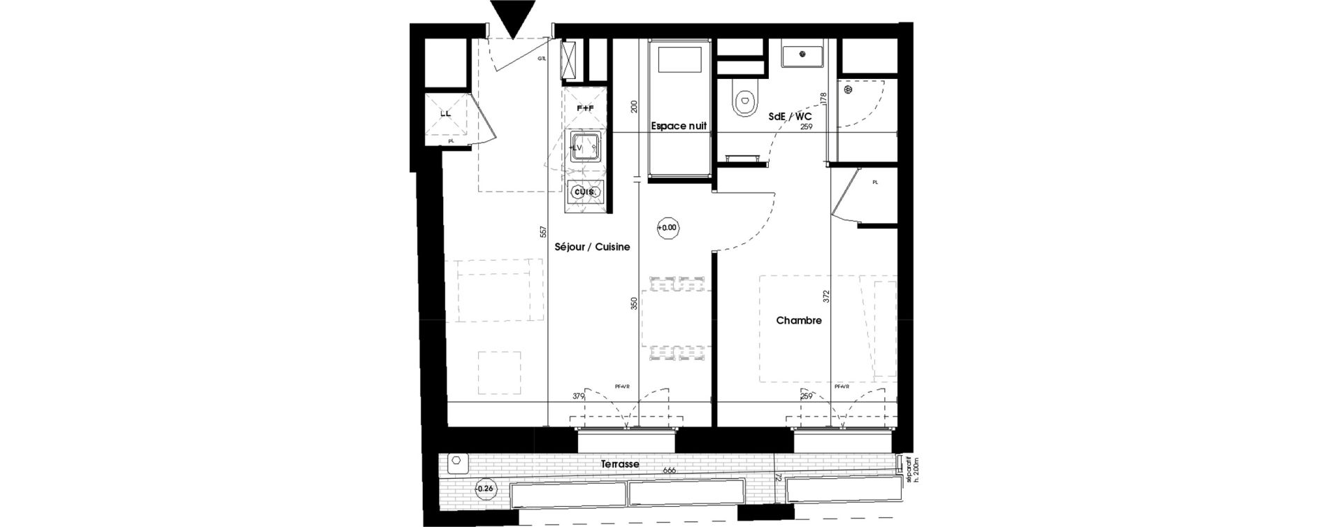 Appartement T2 meubl&eacute; de 33,62 m2 &agrave; Biscarrosse Plage