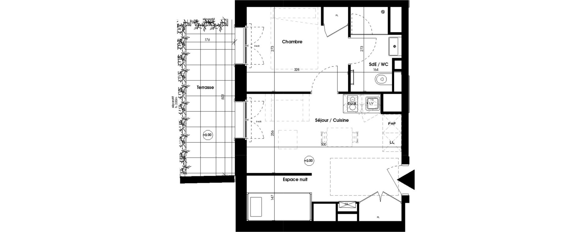 Appartement T2 meubl&eacute; de 31,65 m2 &agrave; Biscarrosse Plage