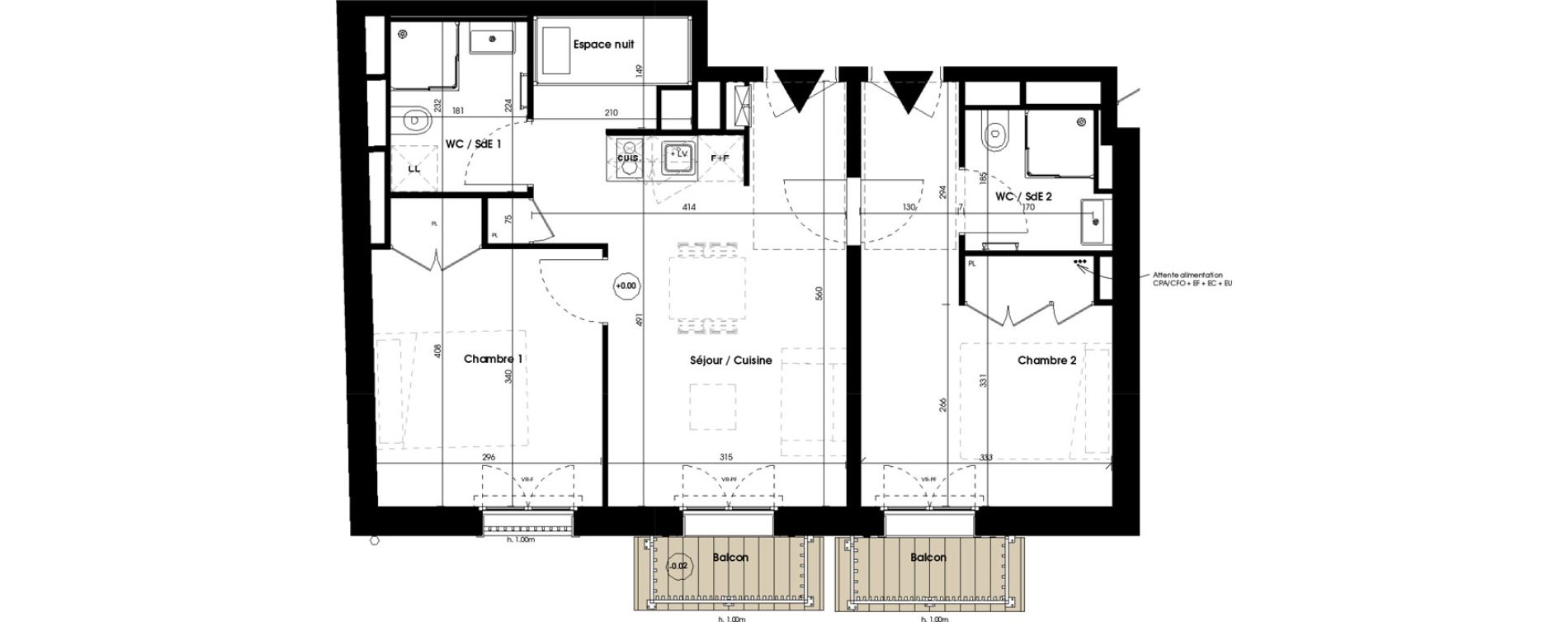 Appartement T3 meubl&eacute; de 53,24 m2 &agrave; Biscarrosse Plage