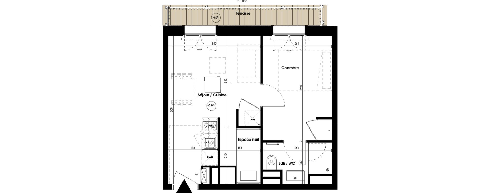 Appartement T2 meubl&eacute; de 32,00 m2 &agrave; Biscarrosse Plage