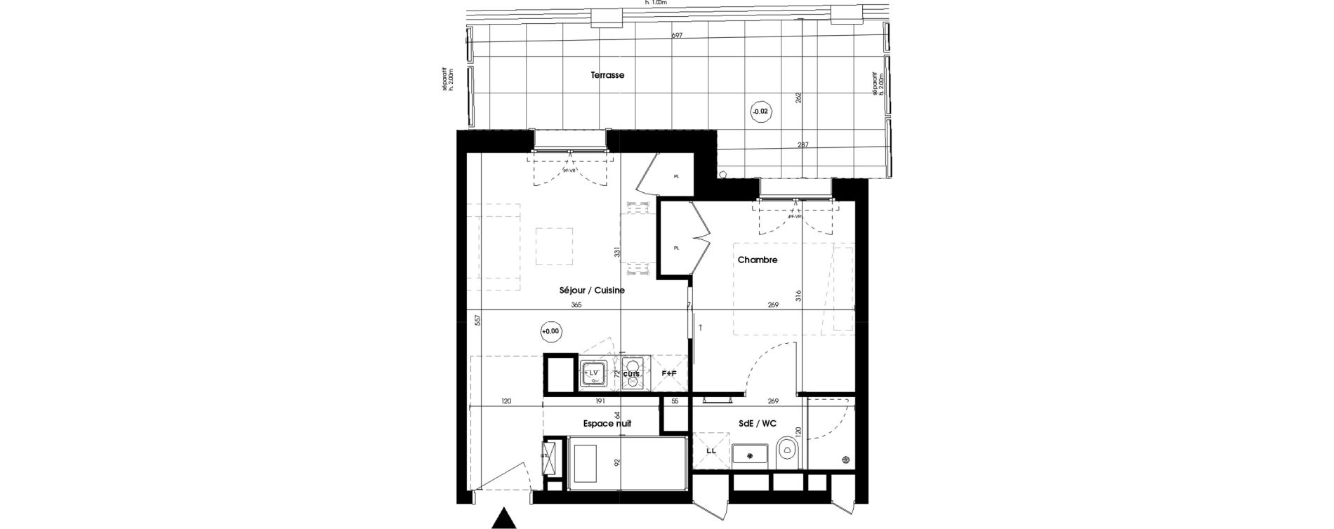 Appartement T2 meubl&eacute; de 30,87 m2 &agrave; Biscarrosse Plage