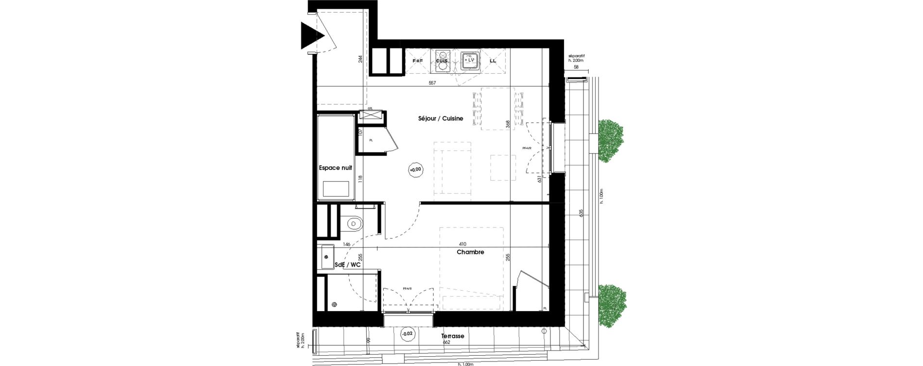 Appartement T2 meubl&eacute; de 34,09 m2 &agrave; Biscarrosse Plage